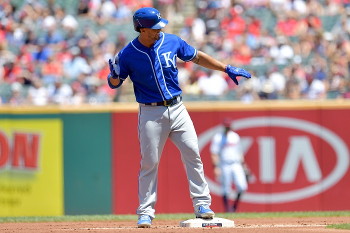 Cheslor Cuthbert dio un doble y un sencillo, este domingo en las Mayores. LA PRENSA/Jason Miller/Getty Images/AFP