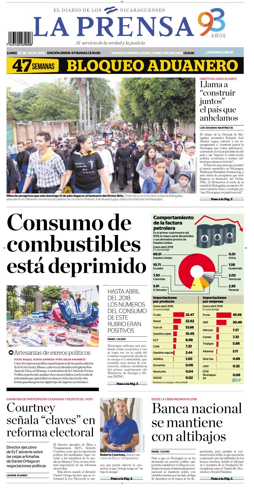 Portada impresa 22-7-2019