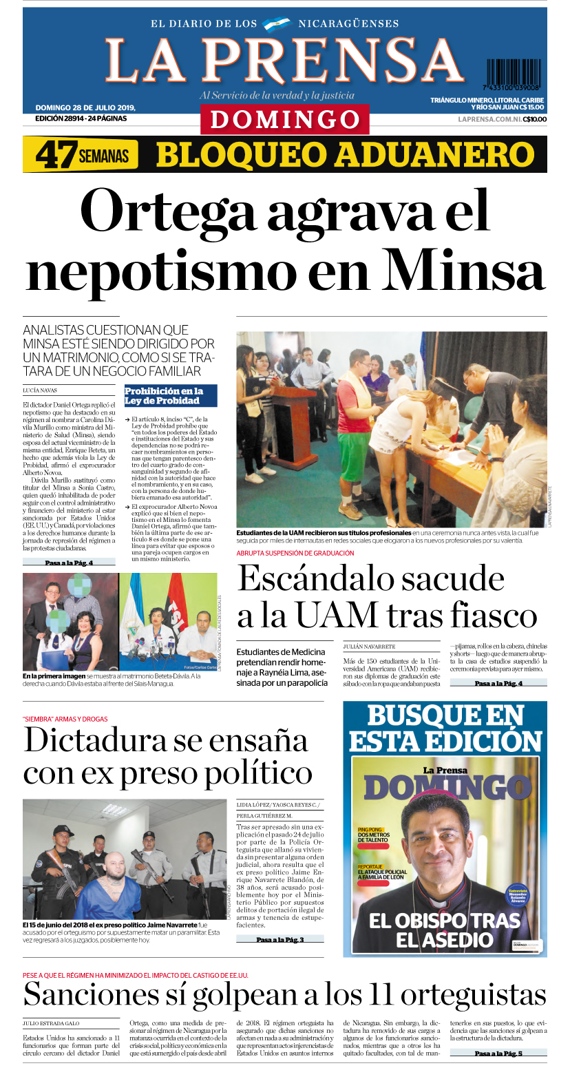 Portada impresa 28-07-2019