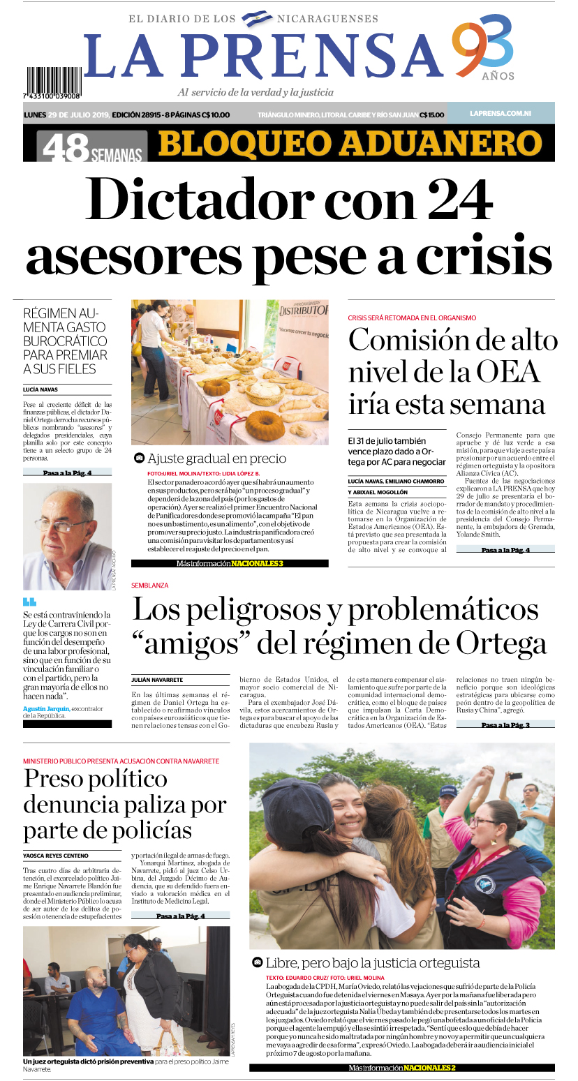Portada impresa 29-07-2019