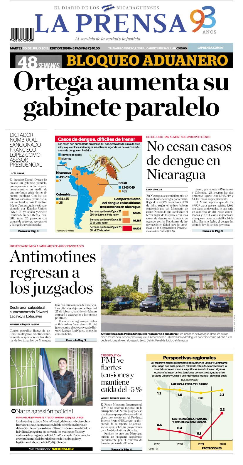 Portada impresa 30-7-2019