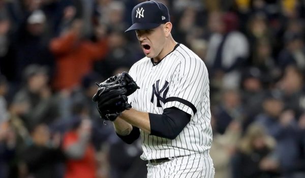 James Paxton ponchó a nueve en seis entradas y llevó al triunfo a los Yanquis sobre los Astros, en el quinto juego de la Serie de Campeonato este viernes. LA PRENSA/Elsa/Getty Images/AFP