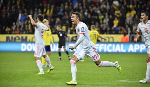 Rodrigo Moreno no solo salvó de la derrota a España con su gol, sino que le aseguró la clasificación a la Eurocopa 2020. LA PRENSA/AFP / TT NEWS AGENCY / Jessica Gow