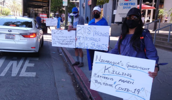 nicas protestan, consulado nicaragüense, Los Ángeles, pandemia, régimen, coronavirus, represión