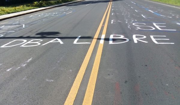 Algunas de las pintas realizadas en la carretera Panamericana de Diriamba, Carazo. LA PRENSA/Cortesía