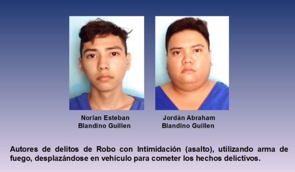 Norlan y Jordan Blandino Guillén enfrentan cargos por robo agravado. La Prensa/ Cortesia