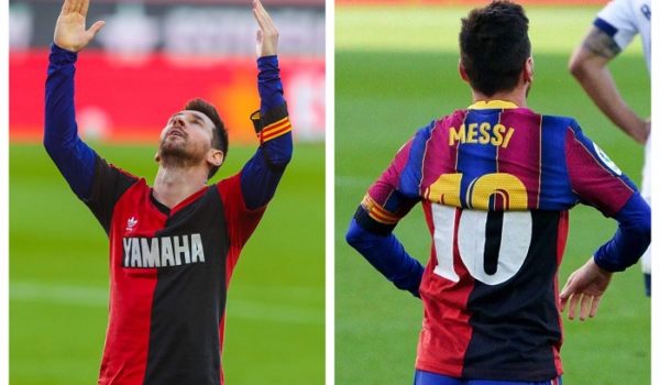 Messi rinde homenaje a Maradona en la goleada del Barsa