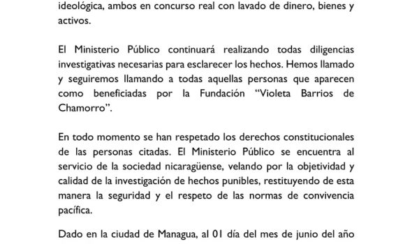 Primera acusación formal contra Cristiana Chamorro