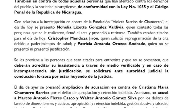 Ampliación de la acusación contra Cristiana y nueve personas más