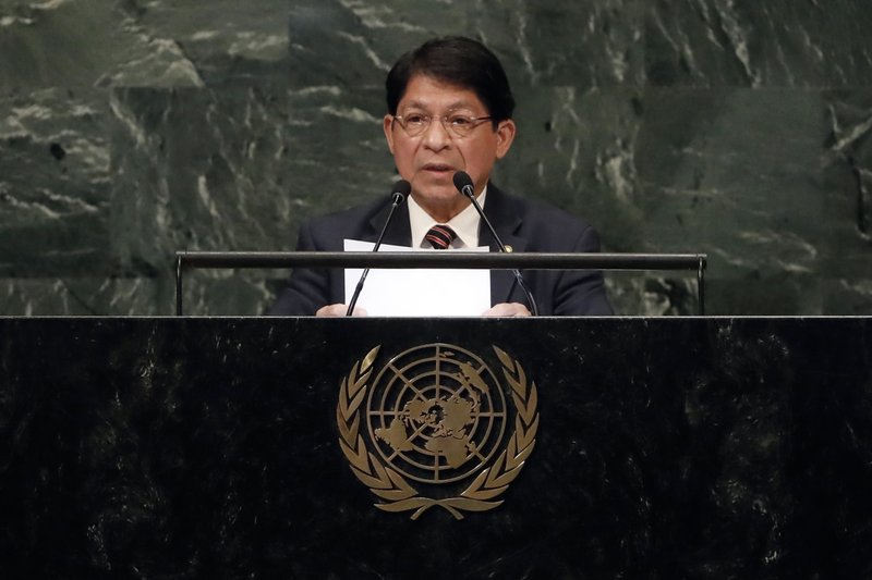 Dennis Moncada, canciller orteguista, ante la Asamblea General de la ONU. LA PRENSA / AP