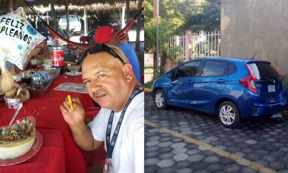 A la izquierda el prestamista Guillermo Almendárez quien despareció hace diez meses, a la derecha su automóvil que apareció abnandonado en una calle de León . LA PRENSA/Cortesía .