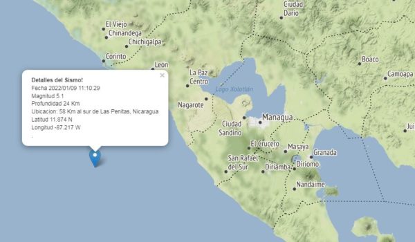 Temblor de 5.1 sacude parte del territorio nicaragüense