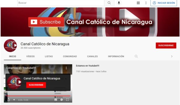 Canal Católico de Nicaragua en YouTube consigue miles de suscriptores