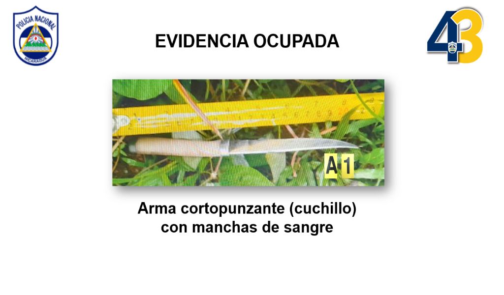 Este es el cuchillo utilizado por los sospechosos para quitarle la vida a Bryan Jesett Flashey Chévez,, de 17 años. LA PRENSA/ Policía.