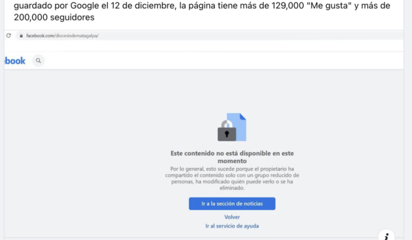 Bloquean página en Facebook de la Diócesis de Matagalpa, donde estaban las misas de monseñor Álvarez