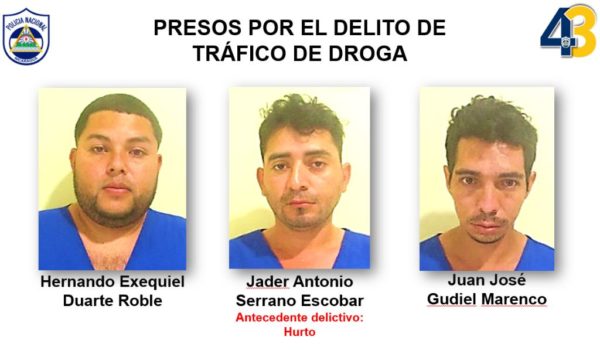 Policía atrapa a tres hombres con dos kilos de cocaína en la carretera Managua-El Rama
