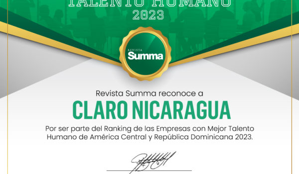 Revista SUMMA reconoce a Claro Nicaragua como una de las empresas con Mejor Talento Humano de la región