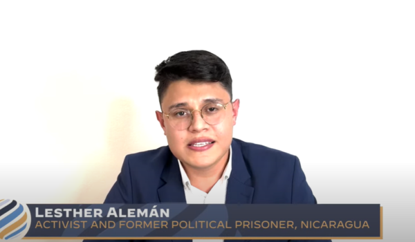 Lesther Alemán pide en la Cumbre por la Democracia actuar para liberar a monseñor Álvarez y demás presos políticos