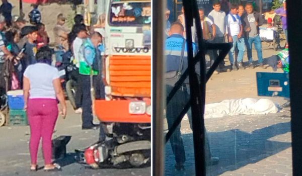 Fallece motociclista tras ser arrollada por camión arenero