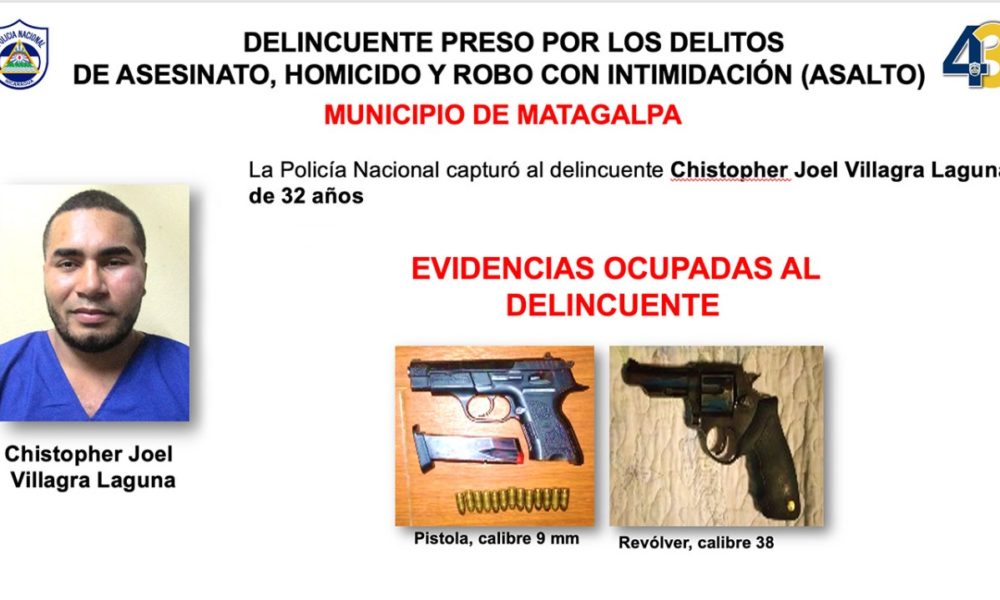 Cristopher Villagra tiene cuentas pendiente con la justicia por el robo y los dos crímenes en  una tienda de remesas en Matagalpa. LA PRENSA/Policía 