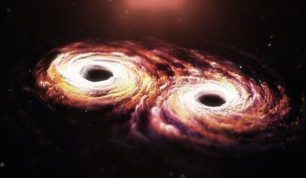 EPTA/STELIOS THOUKIDIDES Impresión artística de agujeros negros supermasivos en el corazón de cada galaxia que giran en espiral entre sí.