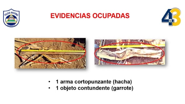 Eso son los trozos de madera con los cuales Dervin Solórzano dio de guatacazos a la víctima de 73 años. LA PRENSA/ Policía