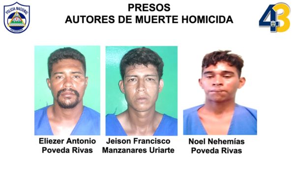 Policía presenta a sospechosos de matar a joven de una pedrada en la cabeza en Diriá
