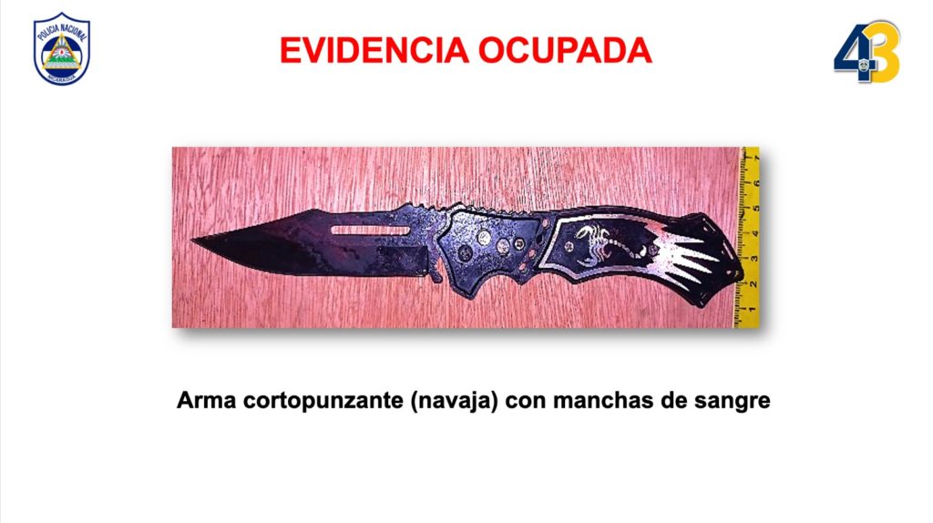 Esta es la navaja con la cual le dieron una estocada Mario Reyes Tercero. LA PRENSA/ Sucesos.