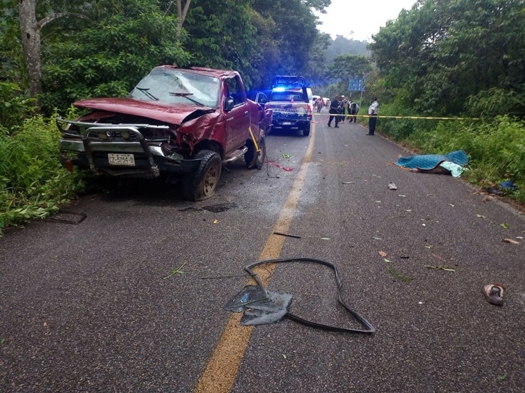 Esta es la camioneta donde se transportaban madre e hija que fallecieron en accidente de tránsito en México. LA PRENSA/Tomada del diario La Jornada