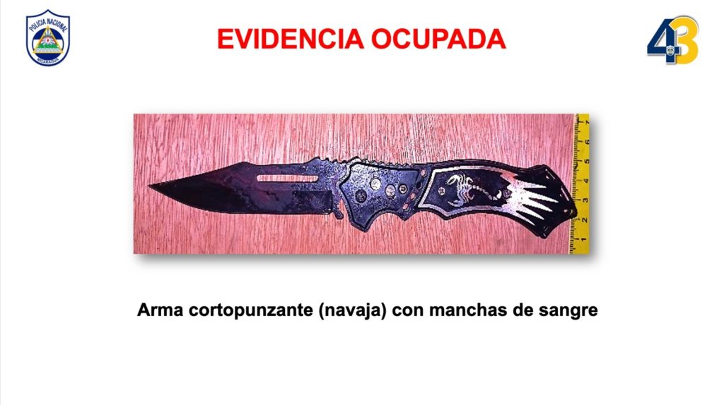Esta es la navaja con la cual fue asesinado Mario José Tercero Reyes, de 23 años./LA  PRENSA.