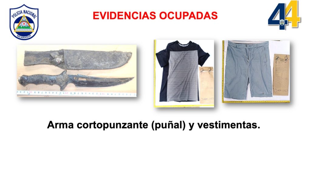 Armas cortopunzante y ropa con manchas de sangre ocupó la Policía a Francisco Hernández. LA PRENSA/Policía.