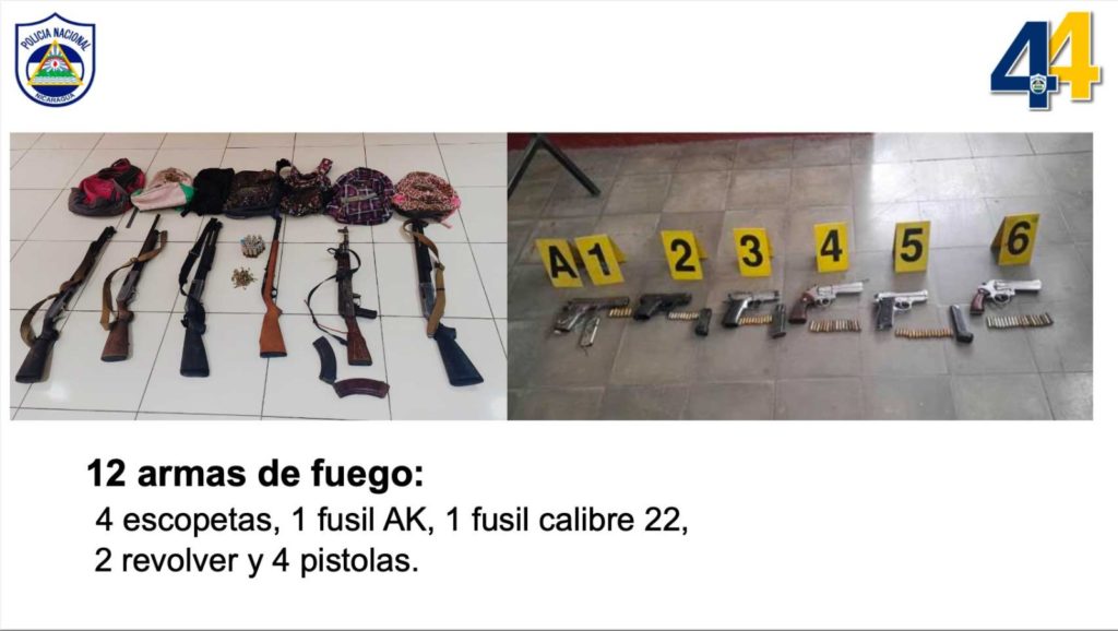 Las armas incautadas por la Policía  al grupo de "El Invisible". LA PRENSA/ Redes sociales 