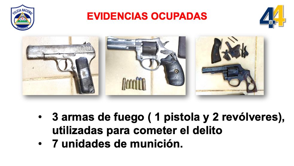 Estas son las armas incautadas a los presuntos asaltantes.. LA PRENSA/ Policía