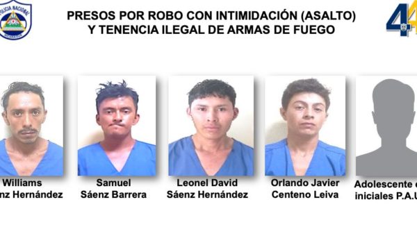 Detienen a cinco sujetos por el robo de más de 300 mil córdobas en una finca