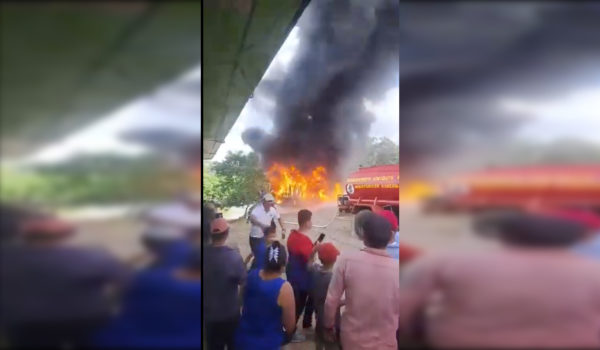 Puesto de venta de combustibles toma fuego en El Tortuguero