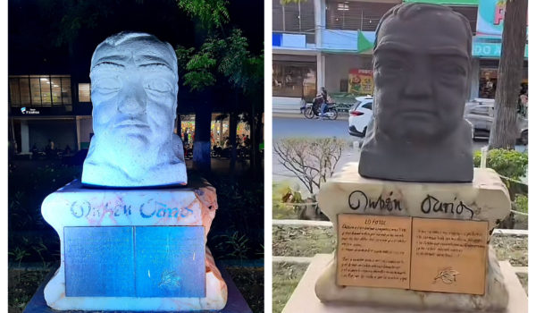 Critican apariencia del busto de Rubén Darío ubicado en el Parque Central de Masaya, ¿qué se sabe de su construcción?