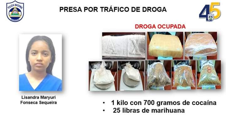 A la izquierda Lisandra Roque y a la derecha que le incautó la Policía, LA PRENSA/ Policía,