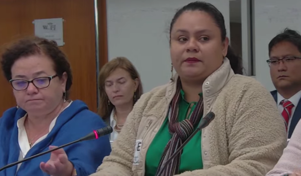 Tininiska Rivera, hija del preso político Brooklyn Rivera. Foto: Captura de pantalla de sesión CIDH.