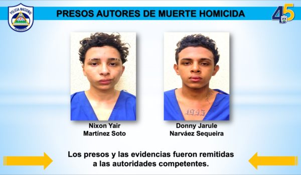 Dos presos por crimen de adolescente en barrio de Managua