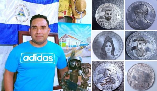 La historia del nicaragüense que ha grabado en monedas los rostros de Álvaro Conrado, Ángel Gahona y Sheynnis Palacios