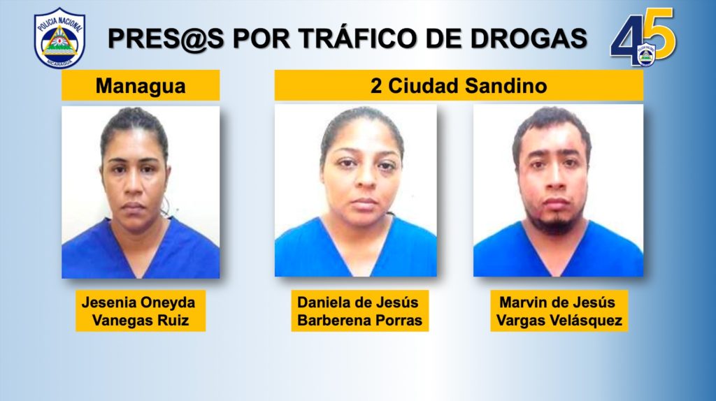 Estos son los tres capturados por la ocupación de droga en Managua y Ciudad Sandino.LA PRENSA/ Policía,  