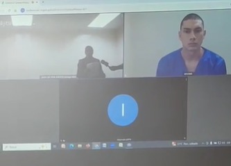 Edward Gaitán participó de audiencia preliminar  at través de video llamada . LA PRENSA/ Redes sociales,  
