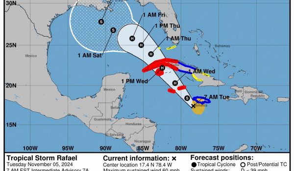 Rafael toca tierra en Cuba como huracán categoría 3
