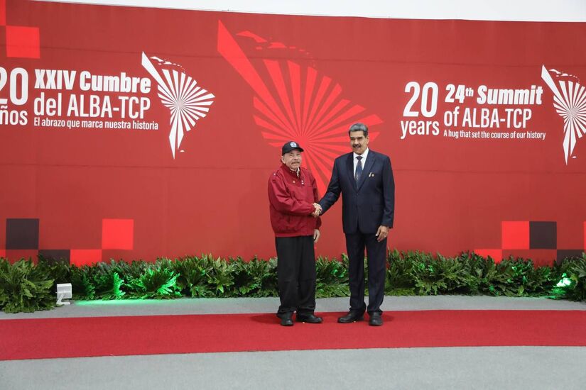 Dictador Daniel Ortega en cumbre del ALBA en Venezuela en diciembre 2024.