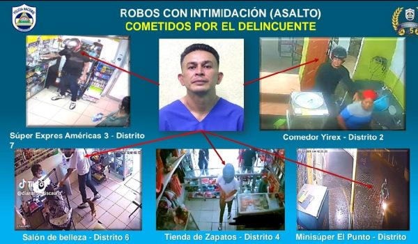 Policía captura al ladrón que quedó grabado en varios robos en Managua