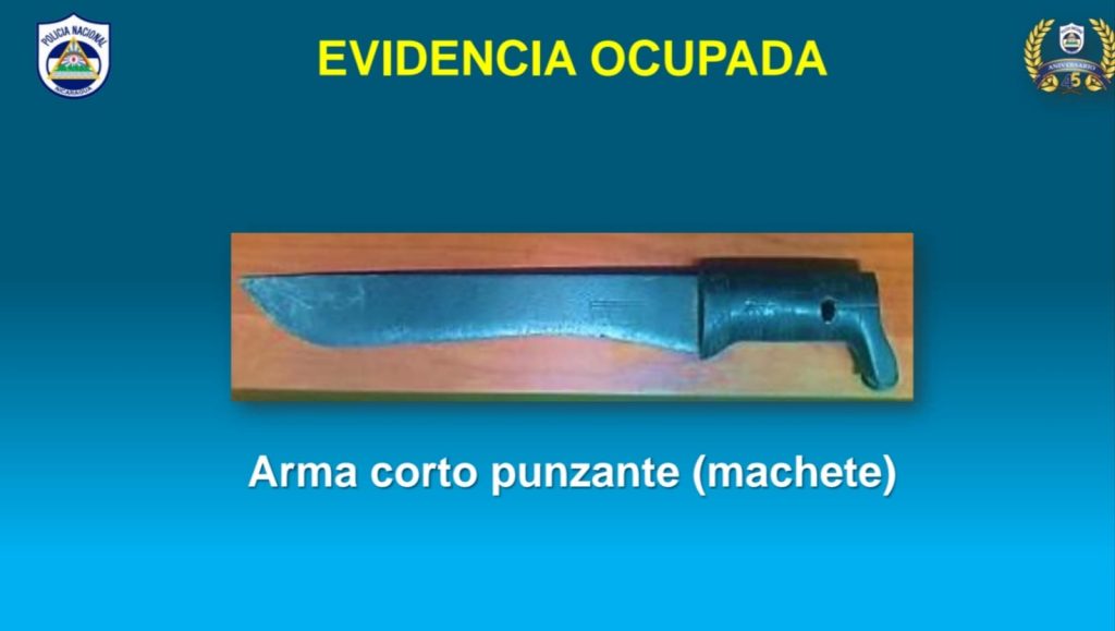 Este el machete utilizado opor Pedro Pablo Lara para matar a Xiomara Cruz. LA PRENSA/ Policía.