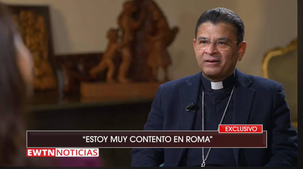 La entrevista que dio monseñor Rolando Álvarez en El Vaticano, que desató la idea de Rosario Murillo, co-dictadora de Nicaragua. LA PRENSA/ARCHIVO