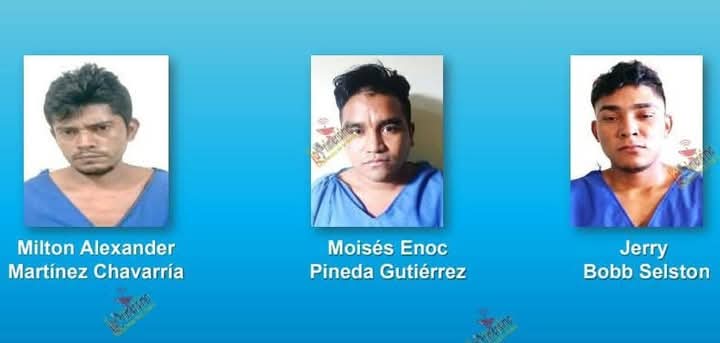 Estos son los tressujetos inculpaods por el asesinado de la dueña de una pulperíoa en una comunidad de Jalapa, Nueva Segovia. LA PRENSA/ 