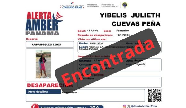 Encuentran en Nicaragua a menor panameña reportada como desaparecida desde hace cuatro meses