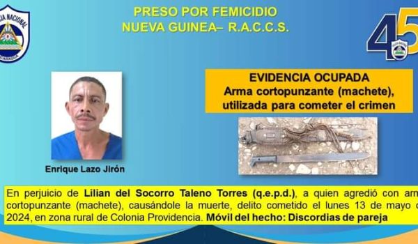 Cadena perpetua para femicida que atacó a machetazos a su expareja en Nueva Guinea